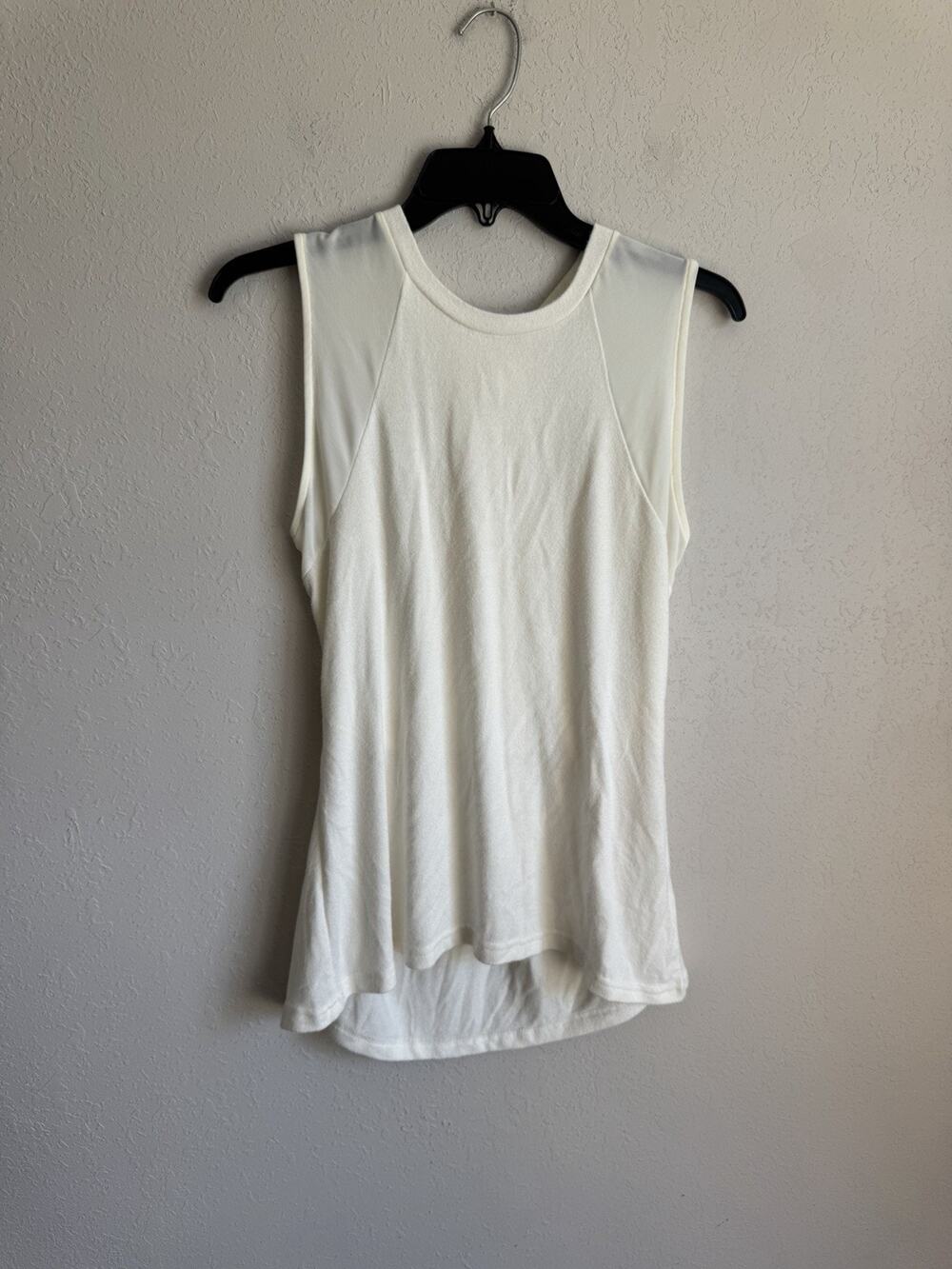 Zyia Active Cream White Sheer Back Sleeveless Tank Blouse Womens M Athletic